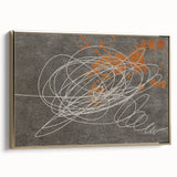 Framed canvas wall art showcasing an abstract design with vibrant gold strokes and lines, perfect for modern home decor, displayed in a stylish side view.