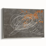 Framed wall art showcasing an abstract design of colorful strokes and lines in silver tones, perfect for modern home decor. Ideal for enhancing interior aesthetics.