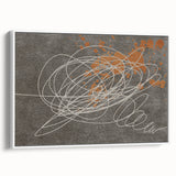 Framed abstract wall art featuring bold strokes and lines in soft white tones, showcasing a modern design perfect for contemporary home decor.