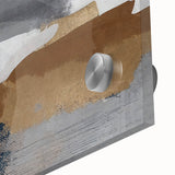 Close-up of an abstract wall art design featuring vibrant strokes and lines in bold colors, showcasing a modern aesthetic with a glossy acrylic finish, ideal for contemporary decor.