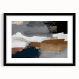 Abstract wall art featuring bold strokes and lines in a modern design, framed with a black mat for an elegant presentation, ideal for contemporary home decor.