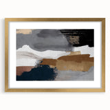 Abstract art piece showcasing bold strokes and lines in a gold-framed design, perfect for modern home decor. This framed wall art adds elegance to any space.