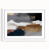 Abstract wall art print showcasing dynamic strokes and lines in a minimalist design, framed with a white mat, perfect for modern home decor aesthetics.