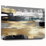 Abstract wall art featuring vibrant strokes and lines in a modern design, displayed in a sleek acrylic frame, ideal for contemporary home decor.