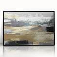 Framed wall art showcasing an abstract design with colorful strokes and lines, set in a sleek black frame, ideal for modern home decor.