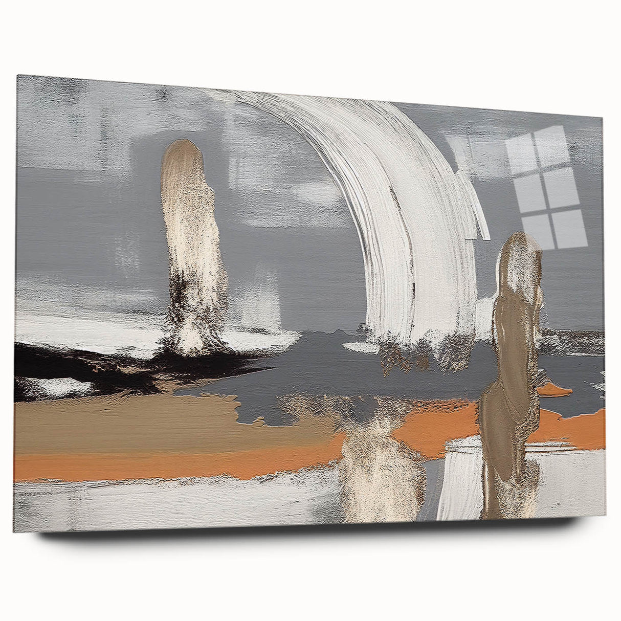 Abstract wall art design showcasing vibrant strokes and lines in a modern acrylic glass frame, highlighting a contemporary aesthetic perfect for home decor.