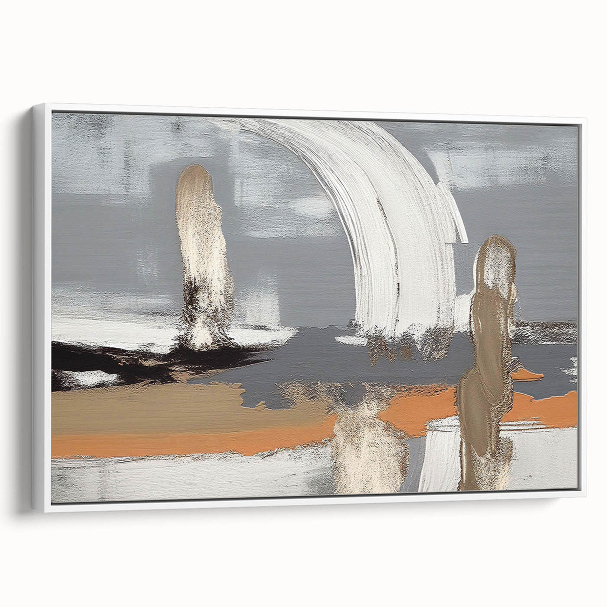Framed abstract wall art featuring colorful strokes and lines on a white background, showcasing a modern design perfect for contemporary decor.