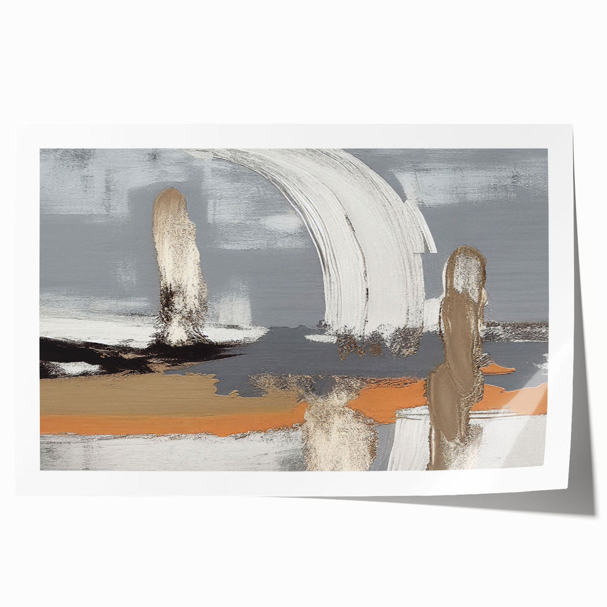 Abstract strokes and lines in vibrant colors create a modern art design, suitable for contemporary decor. This rolled print adds a bold touch to any space.