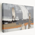 Stretched canvas artwork showcasing an abstract design with vibrant strokes and lines, perfect for modern home decor. Side view highlights the canvas texture and quality.