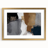 Abstract strokes and lines design in a gold-framed wall art piece, showcasing modern artistic flair, perfect for contemporary home decor.