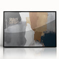Framed abstract wall art featuring vibrant strokes and lines in a modern design, with a sleek black frame, perfect for contemporary home decor.