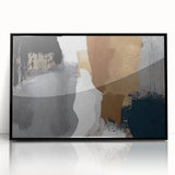 Framed abstract wall art featuring vibrant strokes and lines in a modern design, with a sleek black frame, perfect for contemporary home decor.