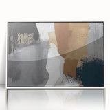 Framed wall art featuring an abstract design of colorful strokes and lines on a white background, perfect for modern home decor. The artwork adds a vibrant touch to any room, showcasing a blend of artistic expression and contemporary style.