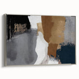 Framed wall art showcasing abstract strokes and lines in a silver frame, highlighting modern artistic design with a textured canvas surface, ideal for contemporary decor.