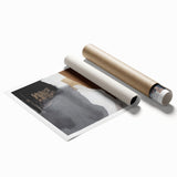 Abstract wall art print featuring colorful strokes and lines, showcasing a modern design with vibrant hues of blue, orange, and yellow, ideal for contemporary decor.