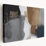 Stretched canvas wall art featuring an abstract design of colorful strokes and lines, ideal for modern home decor, showcasing a side view with vibrant hues.