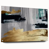 Abstract wall art featuring vibrant strokes and lines in a contemporary design, displayed in an acrylic glass frame with elegant pins, perfect for modern decor.