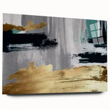 Abstract wall art featuring colorful strokes and lines in a contemporary design, displayed in a side view on an acrylic glass frame, perfect for modern decor.