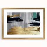 Abstract wall art featuring a dynamic design of colorful strokes and lines in a modern style, framed in gold, perfect for enhancing contemporary home decor.