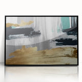Framed wall art featuring an abstract design of colorful strokes and lines in a modern style, with a sleek black frame highlighting the vibrant artwork. Perfect for contemporary decor.