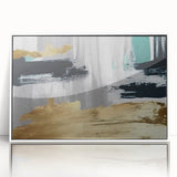 Framed abstract wall art featuring colorful strokes and lines, set against a white background, perfect for modern home decor and artistic interiors.