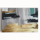 Abstract wall art featuring colorful strokes and lines in vibrant hues, designed for modern decor. The stretched canvas displays a dynamic blend of colors, ideal for enhancing any living space.