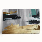 Abstract strokes and lines wall art design on stretched canvas, showcasing vibrant colors and dynamic shapes, perfect for modern decor in living spaces.