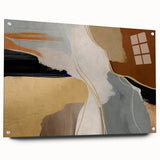 Abstract wall art design featuring colorful strokes and lines, displayed in an acrylic frame with visible mounting pins, showcasing a modern artistic aesthetic.