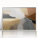 Framed abstract wall art featuring vibrant strokes and lines in a modern design, set in a sleek white frame, perfect for contemporary home decor. Ideal for enhancing living spaces with color and style.