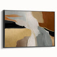 Framed canvas wall art showcasing an abstract design of colorful strokes and lines, viewed from the side, featuring a sleek black frame for modern decor.