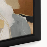 Close-up of a framed canvas wall art piece showcasing an abstract design with colorful strokes and lines, perfect for modern home decor and artistic interiors.