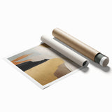 Abstract wall art print showcasing vibrant strokes and lines in shades of blue, orange, and yellow, perfect for modern home decor. Ideal for enhancing aesthetics in living spaces.