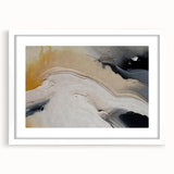 Abstract wall art featuring a modern design of colorful strokes and lines, framed with a white mat, showcasing a contemporary aesthetic perfect for home decor.