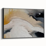 Framed canvas wall art showcasing an abstract design with dynamic strokes and lines in black, adding a modern touch to any decor. Perfect for contemporary settings.