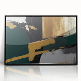 Framed acrylic wall art featuring an abstract design of colorful strokes and lines in vibrant hues, presented in a sleek black frame, ideal for modern decor.
