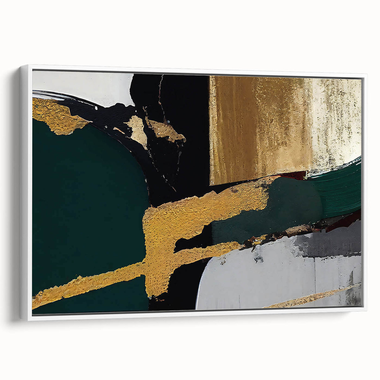 Framed canvas wall art featuring an abstract design of colorful strokes and lines against a white background, showcasing modern artistic flair and elegance.