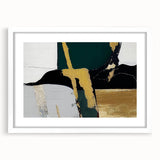 Abstract wall art featuring dynamic strokes and lines in soft hues of blue, pink, and cream, elegantly framed with a white mat, perfect for modern decor.