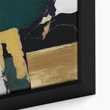 Close-up of a framed canvas showcasing an abstract design with colorful strokes and lines, perfect for modern home decor and artistic wall displays.