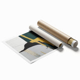 Abstract wall art print showcasing vibrant strokes and lines in a dynamic composition, featuring shades of blue, orange, and yellow, perfect for modern decor.