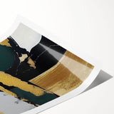 Abstract wall art print showcasing vibrant strokes and lines in a mix of blue, yellow, and orange hues, perfect for modern home decor and artistic spaces. This rolled print is ideal for adding a contemporary touch to any room.