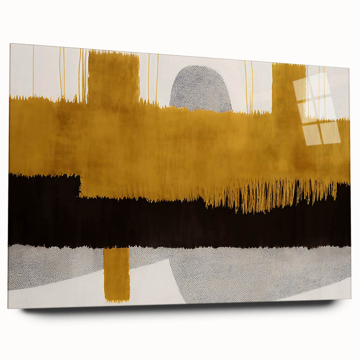 Abstract strokes and lines wall art displayed in acrylic glass, showcasing a modern design with vibrant colors and fluid patterns, perfect for contemporary decor.