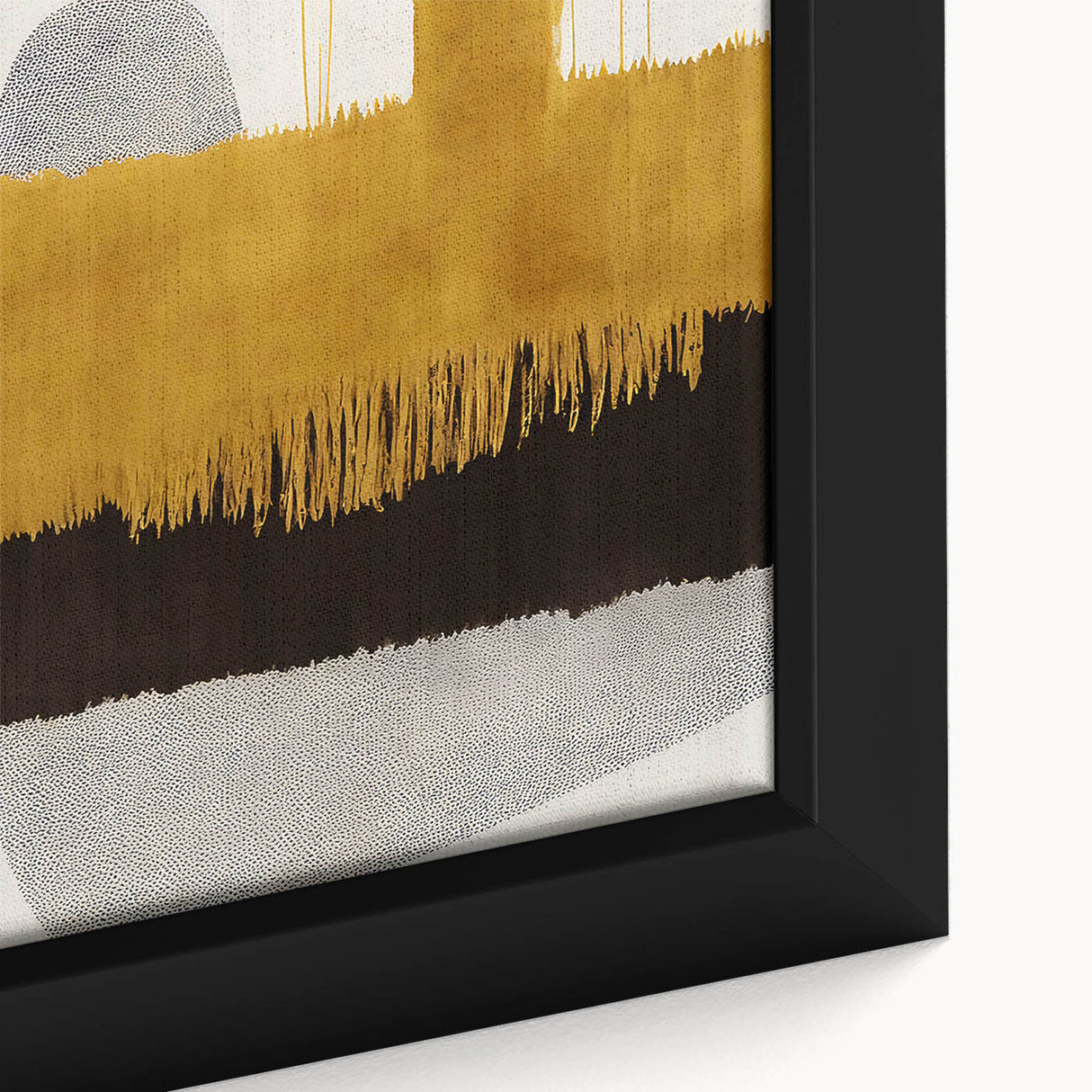 Close-up of a framed canvas artwork showcasing an abstract design with colorful strokes and lines, ideal for modern decor and artistic expression.