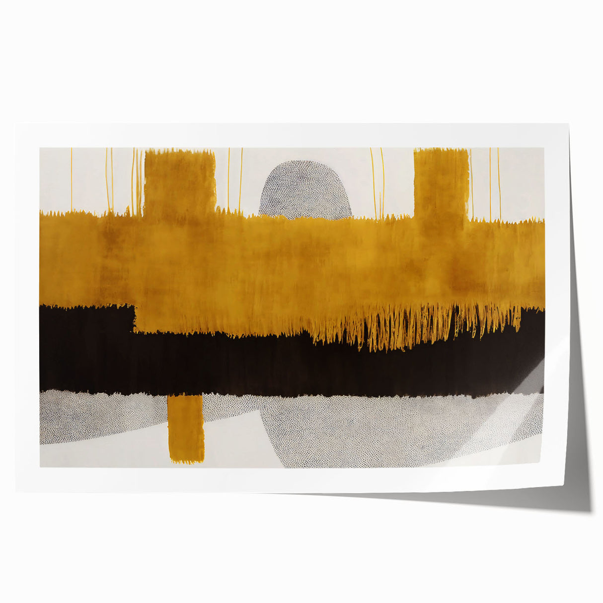 Abstract strokes and lines in vibrant colors create a modern wall art design, perfect for contemporary decor. The rolled print showcases a dynamic blend of hues, ideal for adding a pop of color to any living space.