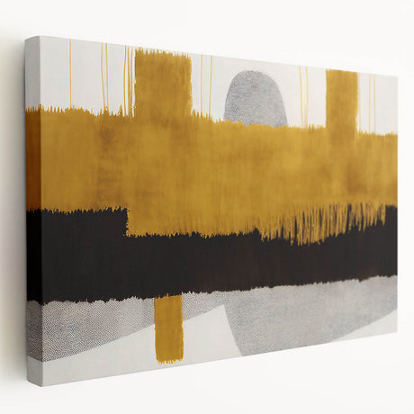Abstract strokes and lines design on stretched canvas wall art, showcasing vibrant colors and dynamic patterns in a side view, perfect for modern decor.