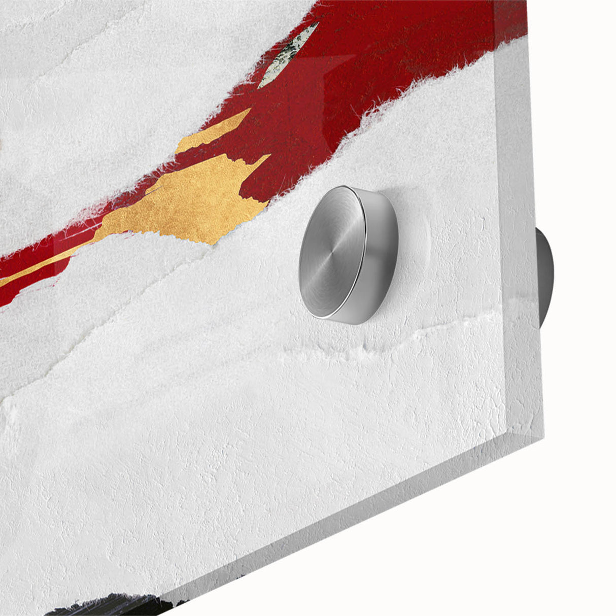 Close-up of an abstract strokes and lines wall art design, showcasing vibrant colors and fluid shapes on acrylic glass, ideal for modern decor.