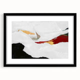 Abstract wall art featuring a modern design of colorful strokes and lines in a black frame with matting, perfect for contemporary decor.