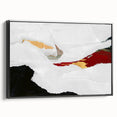 Framed wall art showcasing an abstract design of colorful strokes and lines, set against a black backdrop, ideal for modern decor.