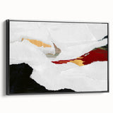 Framed wall art showcasing an abstract design of colorful strokes and lines, set against a black backdrop, ideal for modern decor.