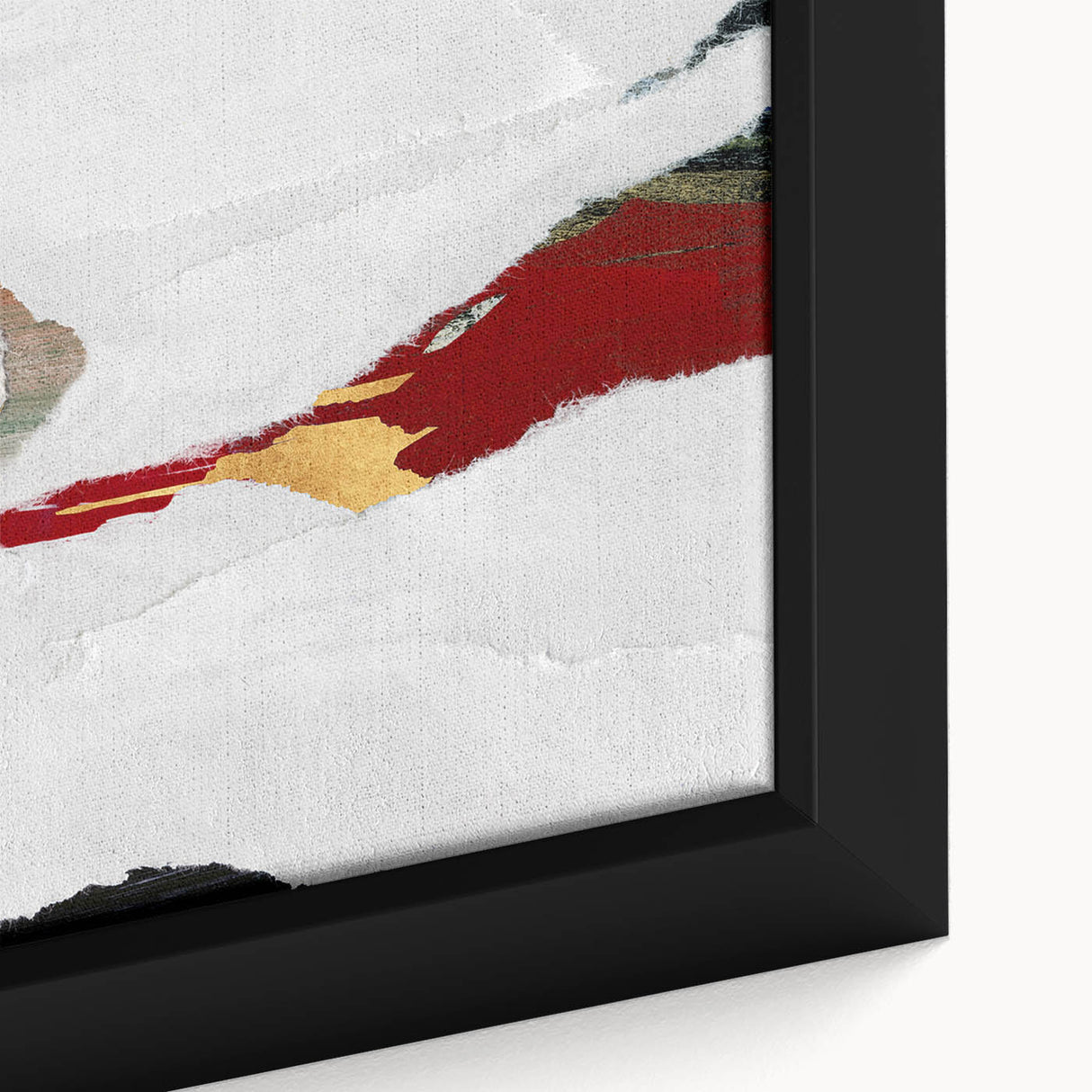 Close-up of framed abstract wall art showcasing colorful strokes and lines in vibrant hues, perfect for modern home decor.