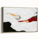 Framed wall art showcasing an abstract design with gold strokes and lines on a textured canvas, adding elegance to modern decor.